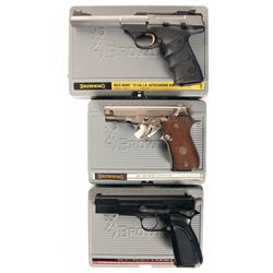 Three Browning Semi-Automatic Pistols with Cases -A) Browning Buck Mark Camper Semi-Automatic Pistol
