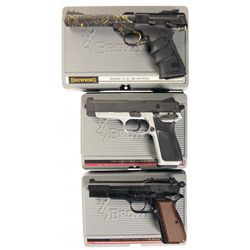 Three Browning Semi-Automatic Pistols with Cases -A) Browning Buck Mark Lite Splash 5.5 URX Semi-Aut