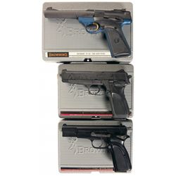 Three Semi-Automatic Browning Pistols with Cases -A) Browning Buck Mark Semi-Automatic Pistol