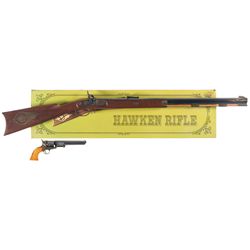 Two Black Powder Replicas and a Grouping of Shotgun Barrels -A) Italian Made Hawken Replica Percussi