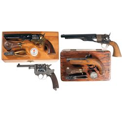 Four Handguns -A) Cased Contemporary Italian Percussion Revolver with Accessories