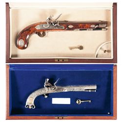 Two Cased Commemorative Flintlock Pistols -A) Cased U.S. Historical Society Andrew Jackson Commemora