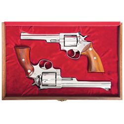 Cased Pair of Ruger Police Marksman Association Limited Edition Revolvers -A) Ruger Redhawk Double A