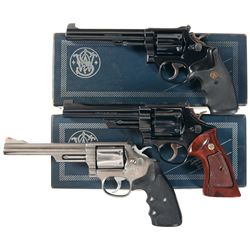 Three Smith & Wesson Double Action Revolvers -A) Smith & Wesson Model 14-4 Double Action Revolver wi