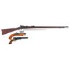 Image 1 : One Rifle and Two Percussion Handguns -A) U.S. Springfield Model 1878 Trapdoor Rifle with Bayonet