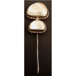 Antique Sterling Silver Mother of Pearl Stick Pin 925