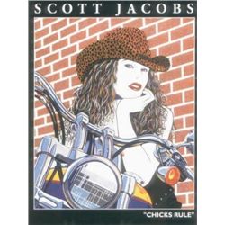 CHICKS RULE Scott Jacobs Harley Motorcycle Art Small