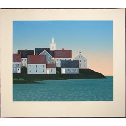 BAY LANDSCAPE Ted Jeremenko LE Folk Primitive Art Print