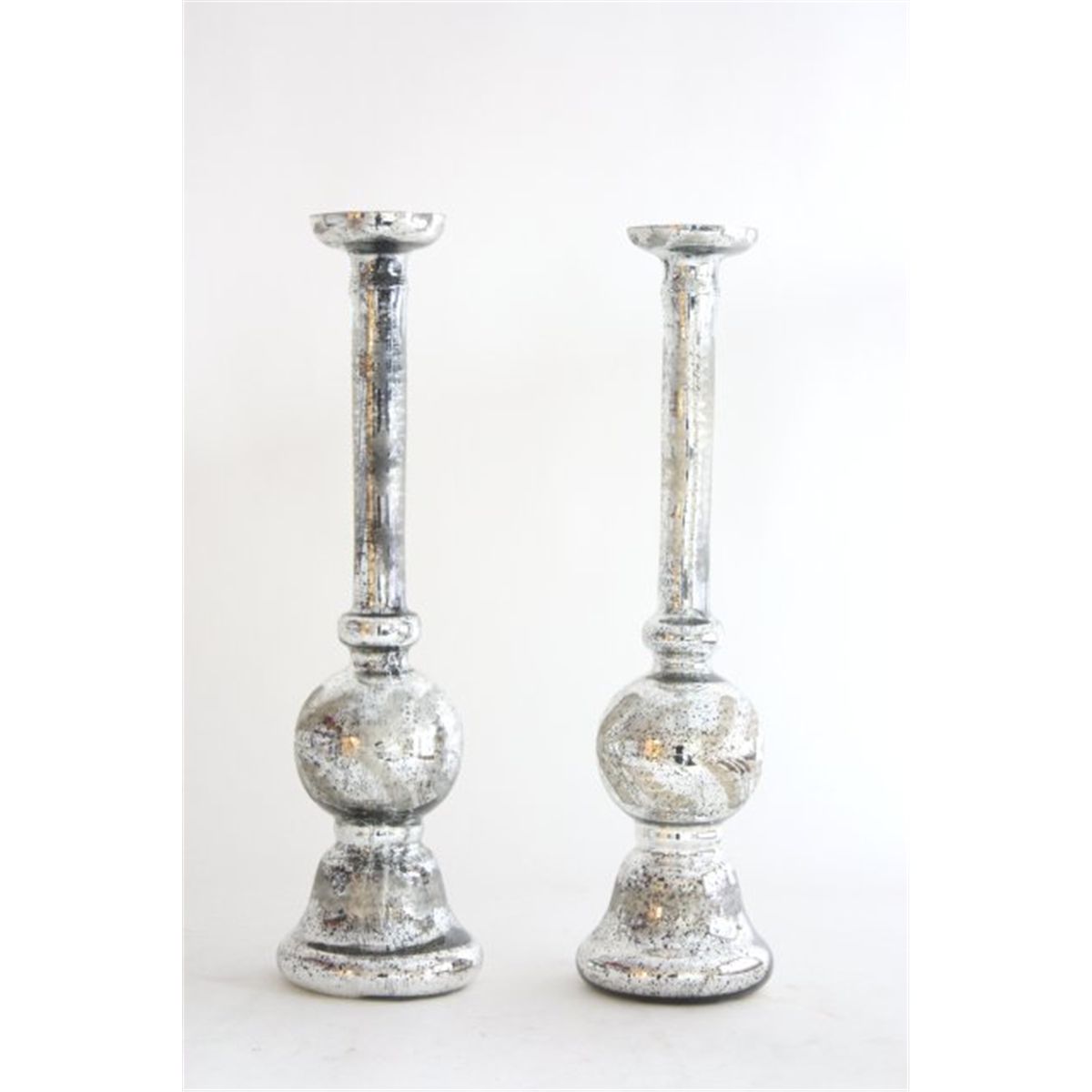 Pair mercury glass candlesticks