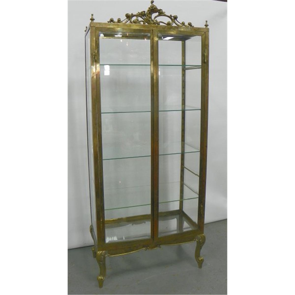 Mid century brass & glass curio/display