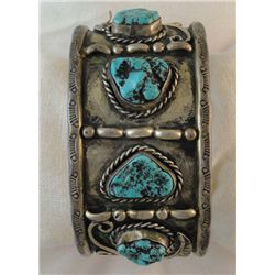 Vintage Native American Silver & Turquoise Cuff