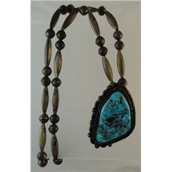 Vintage Native American Silver & Turquoise Necklace