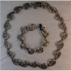 Vintage Mexican Sterling Silver Necklace & Bracelet