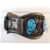 Image 1 : Signed Vintage Native American Turquoise & Silver Cuff