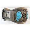 Image 2 : Signed Vintage Native American Turquoise & Silver Cuff
