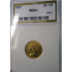 1927 $2.50 GOLD INDIAN CHOICE / GEM BU