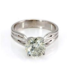 Genuine Solitaire Ring 2.26 ctw & Diamond Ring 14KTGold 6.75