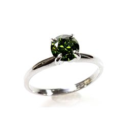 Natural 1.00 ctw Green Diamond Solitaire Ring 14kt White Gold