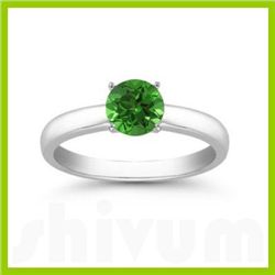 Genuine 0.52 ctw Emerald Solitaire Ring 14kt Gold-White