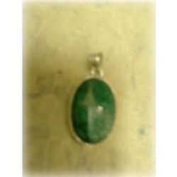 Emerald Gemstone in Silver Pendant