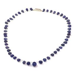 Natural Tanzanite Smooth Teardrop Beads Stringing Necklace Gemstones 92.35ctw with brass clasp