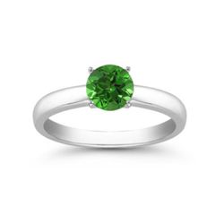 Genuine 0.52 ctw Emerald Solitaire Ring 14kt Gold-White