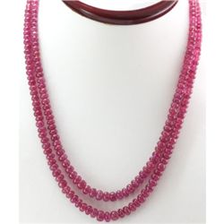 Natural Ruby Round Beads Necklace w/brass clasp