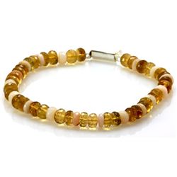 Natural Beer Quarts and Pearl Beads Bracelet with clasp