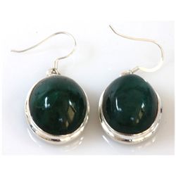 15.02g EMERALD OVAL Earrings silver 0.925