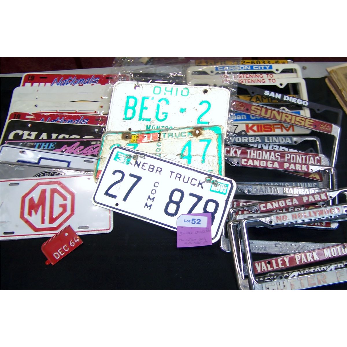 36 piece Lot (3)Vintage License Plates & Vanity License Plate Frames.