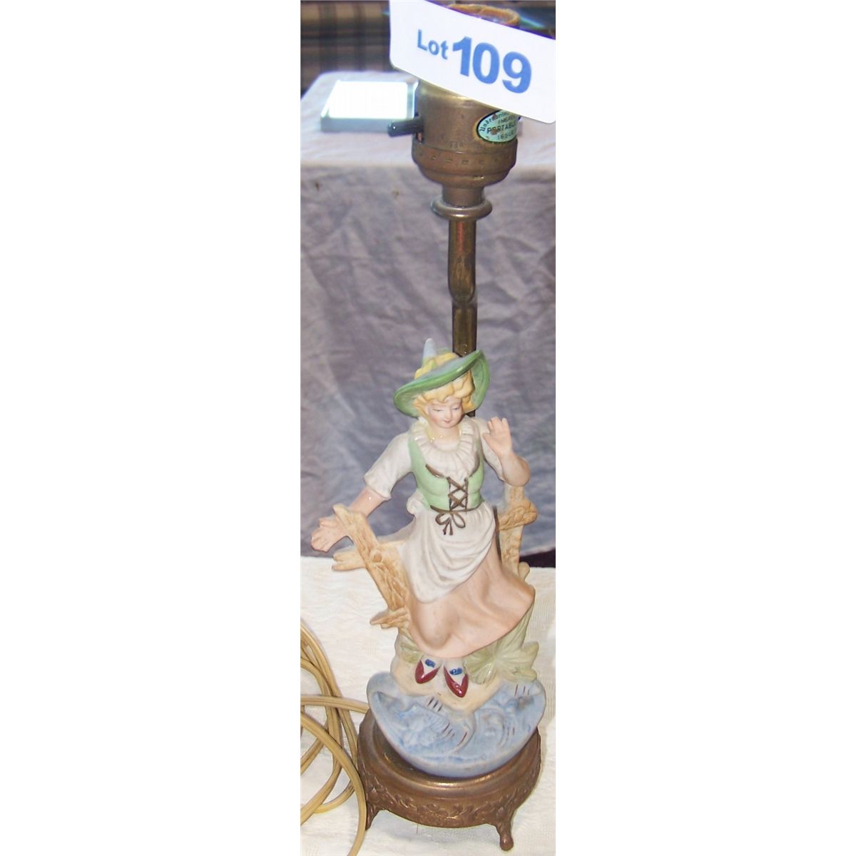 Vintage Porcelain Female Figure Lamp