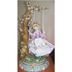 Vintage Dresden Girl on a Swing.