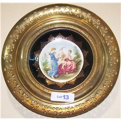 Pair of CollectiblePlates w/ Brass Mounts.