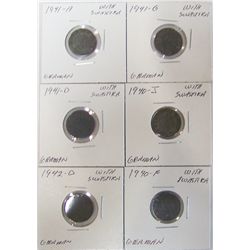 (6X The Bid) German Pfennig Coins w/ Swastika.