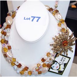 Necklace w/ Austrian Crystal Centerpiece.