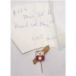 "50" Vintage Pin/Medal from the Bing Crosby Estate Jewelry Collection.