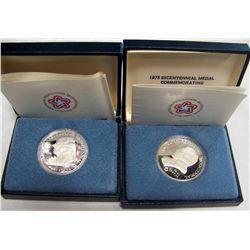 (2x$) 90% SILVER PROOF BI-CENTENNIAL U.S MEDALS. JOHN ADAMS-PAUL REVERE.
