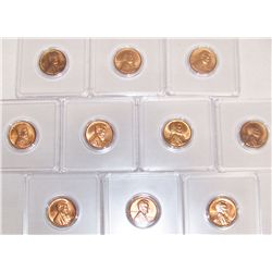 (10x$) MINT STATE LINCOLN WHEAT PENNIES 1935-1957  "ALL RED".