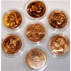 (7X$) MINT STATE BRONZE PRESIDENTIAL COMMEMORATIVES.
