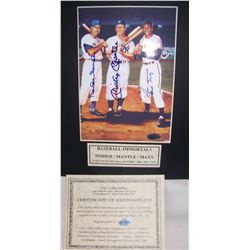 "BASEBALL IMMORTALS" SIGNED PICTURE OF DUKE SNYDER, MICKEY MANTLE & WILLIE MAYS W/ COA