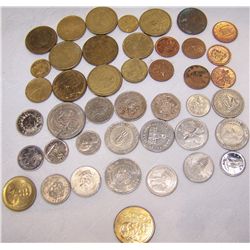 LOT OF 42 VARIOUS FOREIGN COINS AS SHOWN