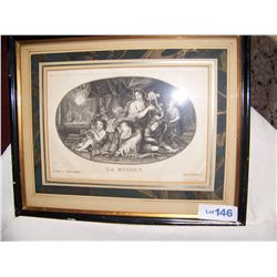 ANTIQUE ENGRAVING "LA MUSIQUE" FRAMED