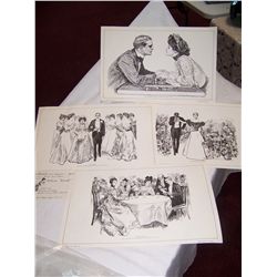 LOT OF FOUR UNFRAMED GIBSON GIRL PRINTS
