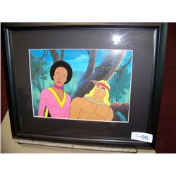 SPACE SENTINALS FREEDOM FORCE Original Cartoon Cel & watercolor background, custom framed