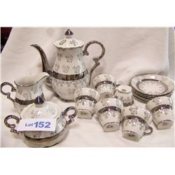 15 Piece Sterling China fine Porcelain & Sterling Tea Set