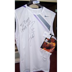 Raphael Nadal Autographed Tennis Shirt w/ IMG Sports card dedicated "To Danny"