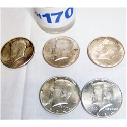 (5X$)1964  KENNEDY HALF DOLLARS
