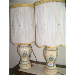 PAIR OF VINTAGE HAND PAINTED LAMPS.