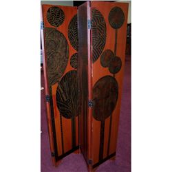 Wood Room Screen w/ Asian Motif.