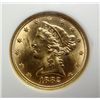 Image 2 : 1882 $5 LIBERTY GOLD COIN NGC MS-63